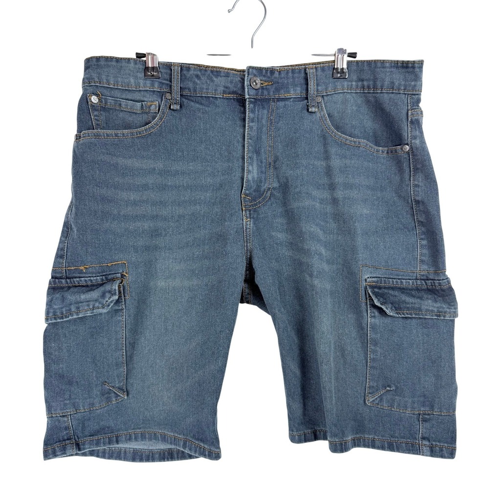 Smith & Mills Cargo Shorts Mens 34 Blue Stretch Gorpcore Utilitarian